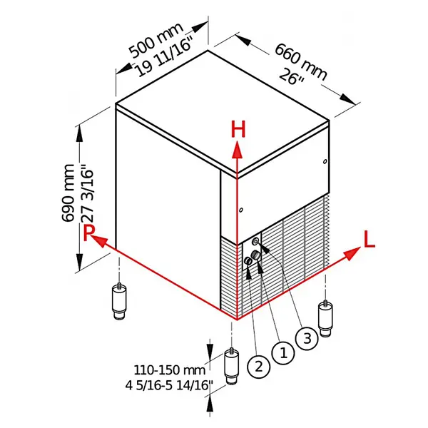 Korrelijsmachine | PEBBLE LINE | 90kg/24u | Bunker 20kg | Luchtgekoeld | 500x660x690/840(h)mm