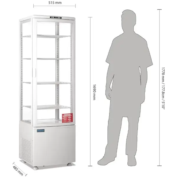 Koelvitrine | C-SERIE | Energiezuinig | 235L | Wit | 0°C/+12°C | Geforceerd | 5 Niveaus | 515x485x1690(h)mm