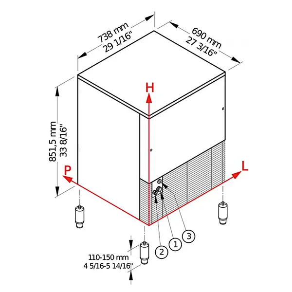 Korrelijsmachine | PEBBLE LINE | 142kg/24u | Bunker 40kg | Luchtgekoeld | 738x690x852/1002(h)mm