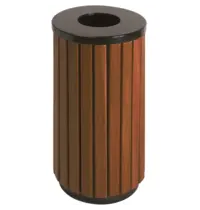 V-Part Afvalbak | Staal/Kunststof | Zwart/Houtlook | 40L | Open | Ø400x755(h)mm