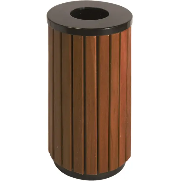 Afvalbak | Staal/Kunststof | Zwart/Houtlook | 40L | Open | Ø400x755(h)mm