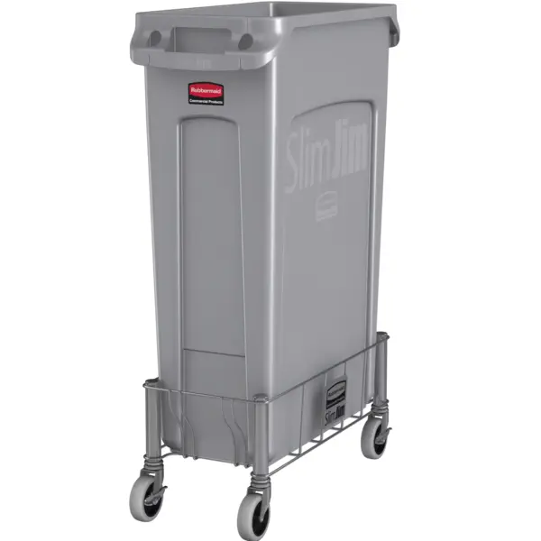 Verrijdbaar Onderstel | RVS | Rubbermaid SLIM JIM Afvalbakken | 236x508x229(h)mm