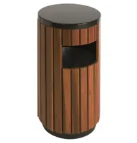 V-Part Afvalbak | Staal/Kunststof | Zwart/Houtlook | 33L | Open | Ø400x755(h)mm