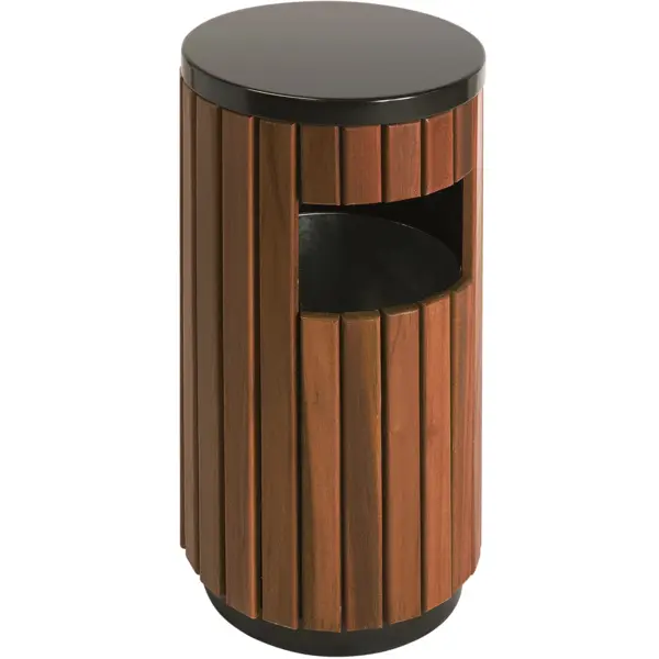 Afvalbak | Staal/Kunststof | Zwart/Houtlook | 33L | Open | Ø400x755(h)mm