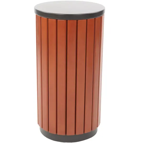 Afvalbak | Staal/Kunststof | Zwart/Houtlook | 33L | Open | Ø400x755(h)mm