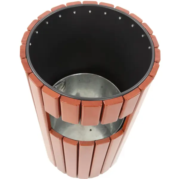 Afvalbak | Staal/Kunststof | Zwart/Houtlook | 33L | Open | Ø400x755(h)mm