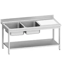 Diverso by Diamond Spoeltafel | ECO | RVS | 2 Spoelbakken (Links) + Afdruipvlak | Bodemschap | Achteropstand | Zelfmontage | 1600x700x900/1000(h)mm 