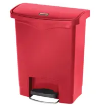 Rubbermaid Pedaalemmer | SLIM JIM | Kunststof | Rood | 30L | Klapdeksel | 425x271x536(h)mm