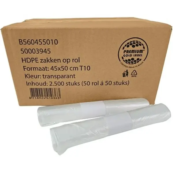 Afvalzakken | Kunststof | Transparant | 16L | 2500 Stuks | 450x500mm