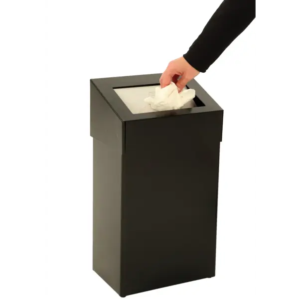 Afvalbak | Aluminium | Zwart | 18L | Duwdeksel | Incl. Wandbevestiging | 277x170x500(h)mm