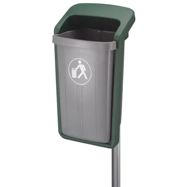 Wandafvalbak | Kunststof | Grijs/Groen | 50L | Open | 390x460x845(h)mm