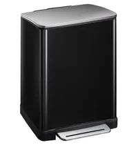 EKO Pedaalemmer | E-CUBE | RVS | Zwart | 50L | Klapdeksel | Anti Fingerprint | 500x345x650(h)mm
