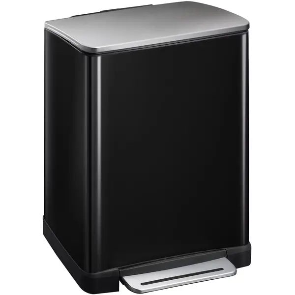 Pedaalemmer | E-CUBE | RVS | Zwart | 50L | Klapdeksel | Anti Fingerprint | 500x345x650(h)mm