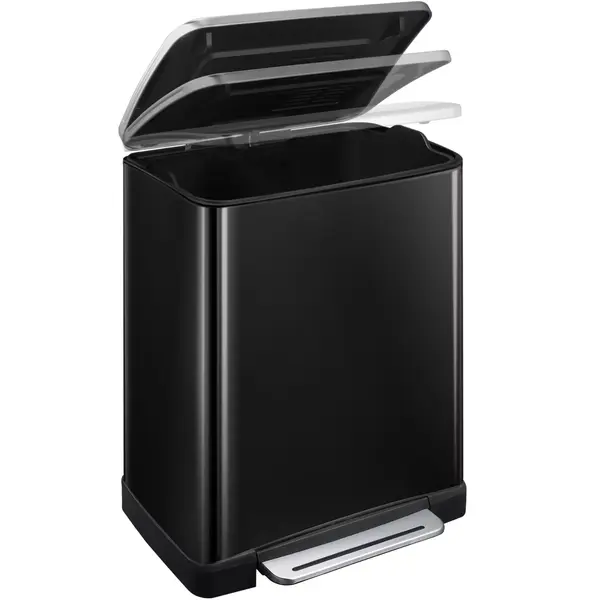 Pedaalemmer | E-CUBE | RVS | Zwart | 50L | Klapdeksel | Anti Fingerprint | 500x345x650(h)mm