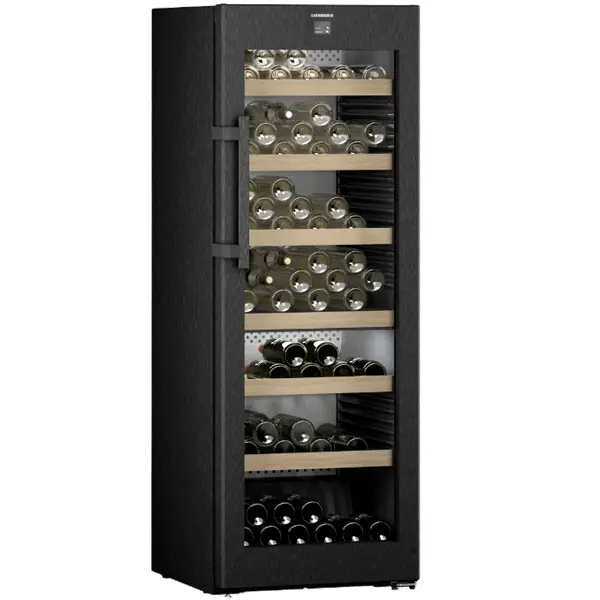 Wijnklimaatkast | VINIDOR | 131x 75cl | Zwart | 2 Zones | +5°C/+20°C | Geforceerd | Touchscreen + App | Temperatuur-/Deuralarm | Wielen | 597x675x1654(h)mm