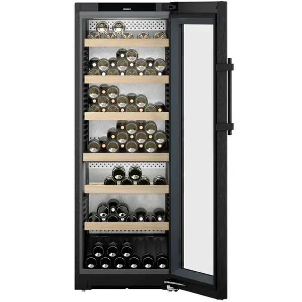 Wijnklimaatkast | VINIDOR | 131x 75cl | Zwart | 2 Zones | +5°C/+20°C | Geforceerd | Touchscreen + App | Temperatuur-/Deuralarm | Wielen | 597x675x1654(h)mm