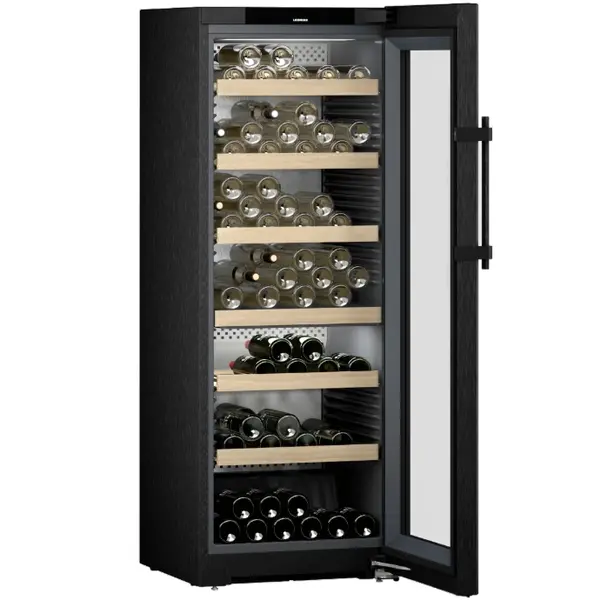 Wijnklimaatkast | VINIDOR | 131x 75cl | Zwart | 2 Zones | +5°C/+20°C | Geforceerd | Touchscreen + App | Temperatuur-/Deuralarm | Wielen | 597x675x1654(h)mm