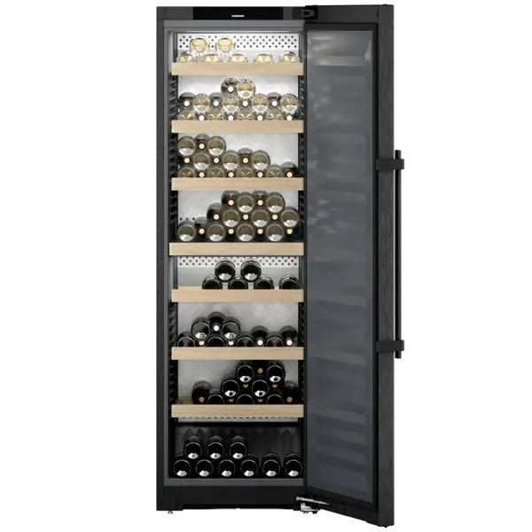 Wijnklimaatkast | VINIDOR | 155x 75cl | Zwart | 2 Zones | +5°C/+20°C | Geforceerd | Touchscreen + App | Temperatuur-/Deuralarm | Wielen | 597x675x1854(h)mm
