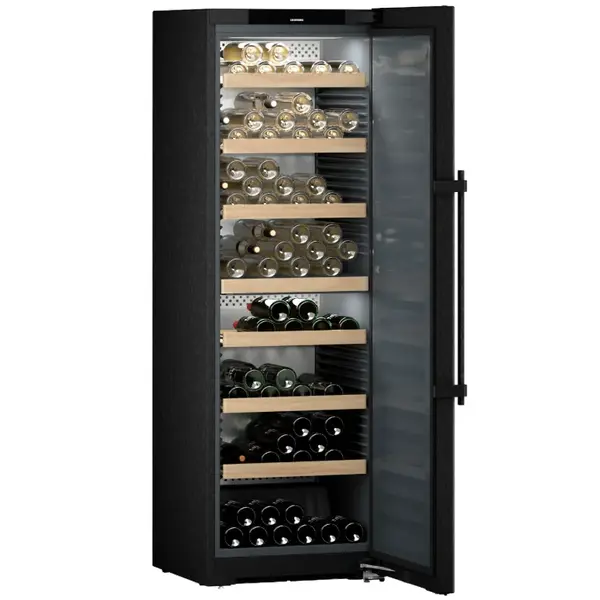 Wijnklimaatkast | VINIDOR | 155x 75cl | Zwart | 2 Zones | +5°C/+20°C | Geforceerd | Touchscreen + App | Temperatuur-/Deuralarm | Wielen | 597x675x1854(h)mm