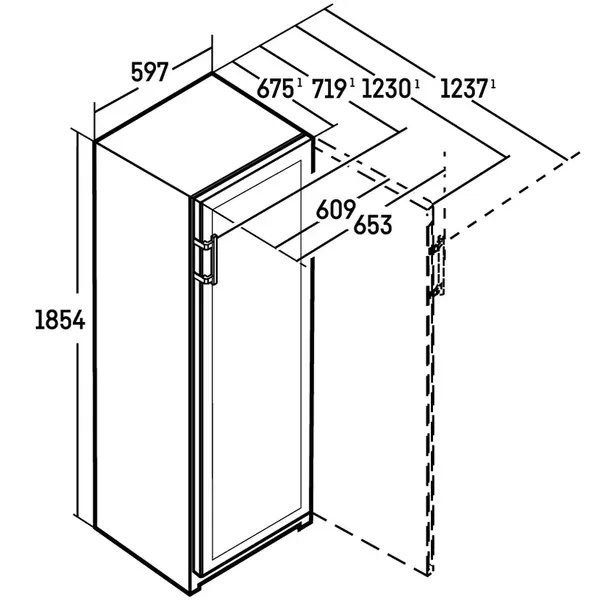 Wijnklimaatkast | VINIDOR | 155x 75cl | Zwart | 2 Zones | +5°C/+20°C | Geforceerd | Touchscreen + App | Temperatuur-/Deuralarm | Wielen | 597x675x1854(h)mm