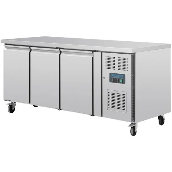 Koelwerkbank | U-SERIE | 634L | 3 Deuren (EN600x400) | +2°C/+8°C | Geforceerd | Wielen (Geremd) | 2020x800x860(h)mm