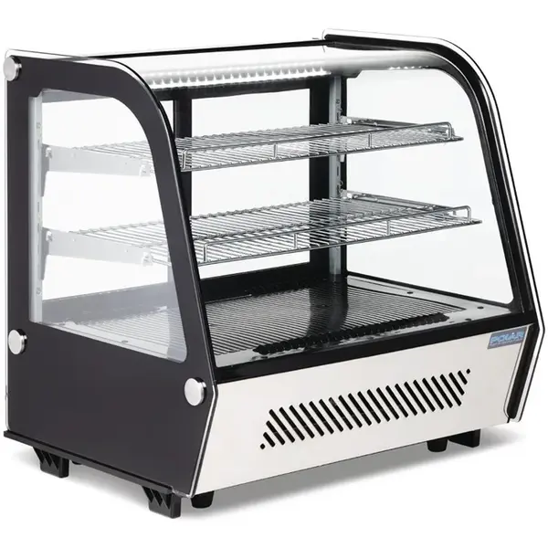 Koelvitrine | G-SERIE | Energiezuinig | 120L | RVS/Zwart | 0°C/+12°C | Geforceerd | 3 Niveaus | 708x570x686(h)mm