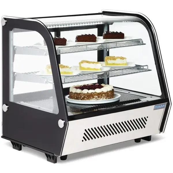 Koelvitrine | G-SERIE | Energiezuinig | 120L | RVS/Zwart | 0°C/+12°C | Geforceerd | 3 Niveaus | 708x570x686(h)mm