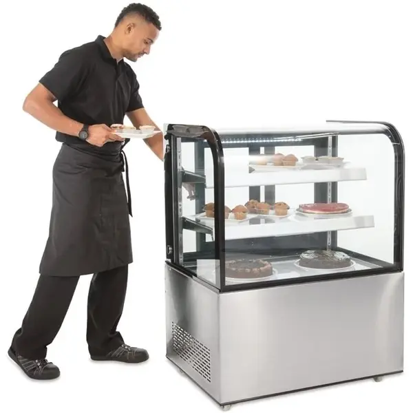 Koelvitrine | G-SERIE | Energiezuinig | 270L | RVS/Zwart | +2°C/+8°C | Geforceerd | 3 Niveaus | Wielen (Geremd) | 915x675x1215(h)mm