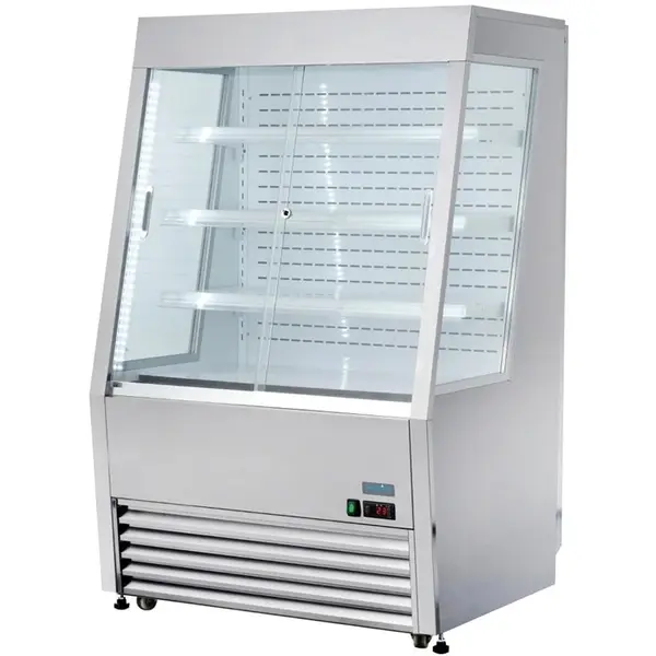 Koelvitrine | G-SERIE | 390L | RVS | +2°C/+10°C | Geforceerd | 4 Niveaus | Zelfbediening | Wielen | 918x792x1450(h)mm