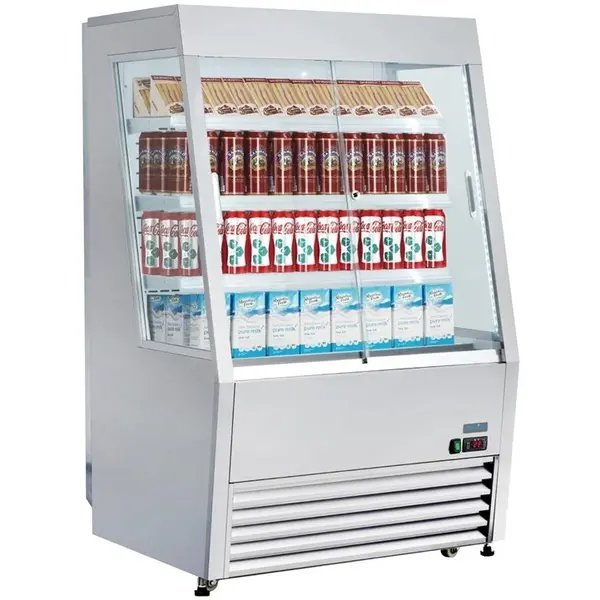 Koelvitrine | G-SERIE | 390L | RVS | +2°C/+10°C | Geforceerd | 4 Niveaus | Zelfbediening | Wielen | 918x792x1450(h)mm