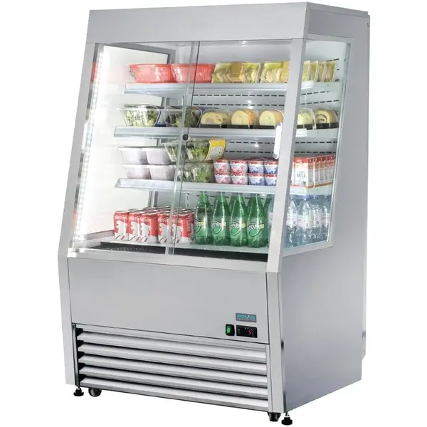 Koelvitrine | G-SERIE | 390L | RVS | +2°C/+10°C | Geforceerd | 4 Niveaus | Zelfbediening | Wielen | 918x792x1450(h)mm