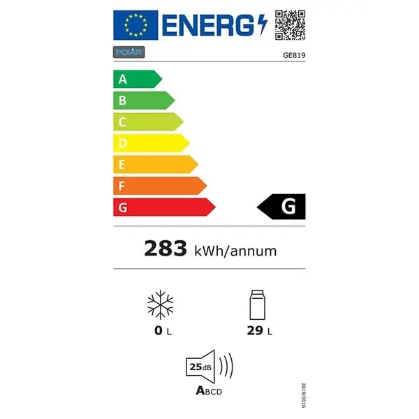 Minibar | G-SERIE | 29L | Zwart | +4°C/+12°C | Statisch + Ventilator | 402x420x500(h)mm