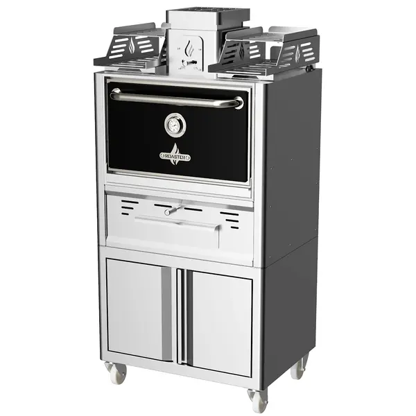 Houtskooloven | R-SERIES | 250°C/350°C | Maaltijdproductie 65/u | Brandduur 7u (6-8kg Houtskool) | Onderkast | Wielen (Geremd) | 785x577x1685(h)mm