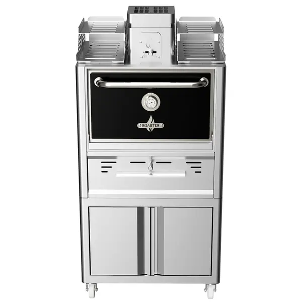 Houtskooloven | R-SERIES | 250°C/350°C | Maaltijdproductie 65/u | Brandduur 7u (6-8kg Houtskool) | Onderkast | Wielen (Geremd) | 785x577x1685(h)mm