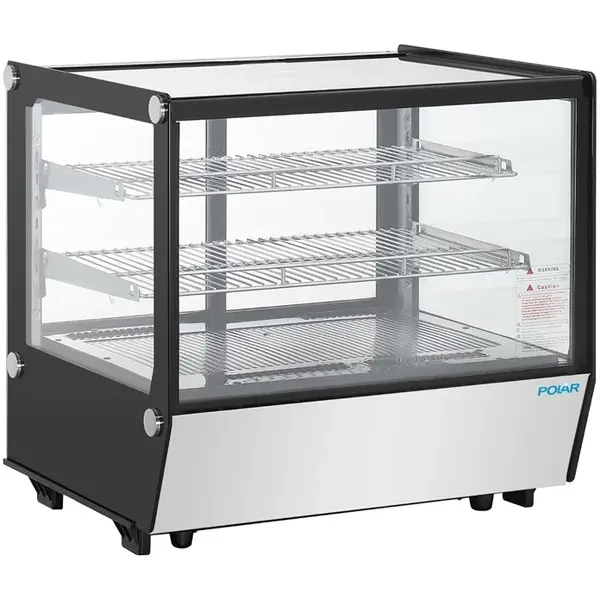Koelvitrine | G-SERIE | 120L | RVS/Zwart | 0°C/+12°C | Geforceerd | 3 Niveaus | 702x568x686(h)mm