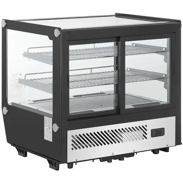 Koelvitrine | G-SERIE | 120L | RVS/Zwart | 0°C/+12°C | Geforceerd | 3 Niveaus | 702x568x686(h)mm