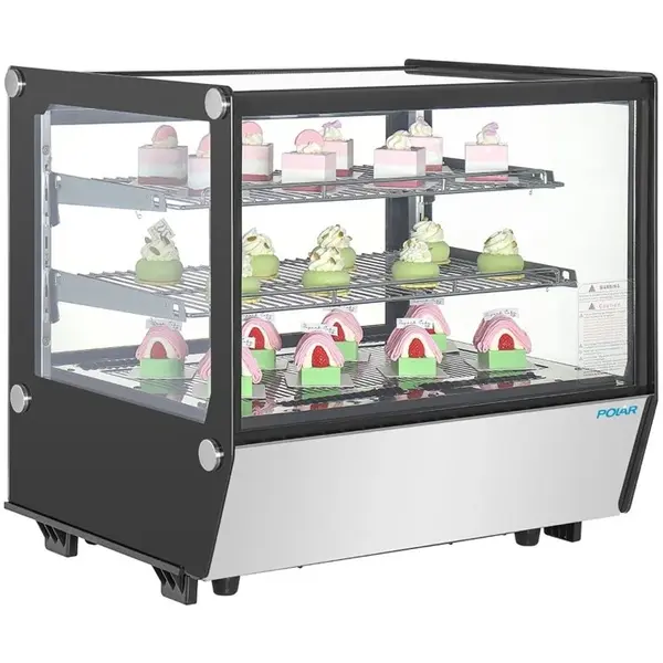 Koelvitrine | G-SERIE | 120L | RVS/Zwart | 0°C/+12°C | Geforceerd | 3 Niveaus | 702x568x686(h)mm