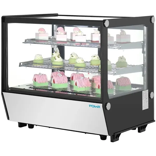 Koelvitrine | G-SERIE | 120L | RVS/Zwart | 0°C/+12°C | Geforceerd | 3 Niveaus | 702x568x686(h)mm