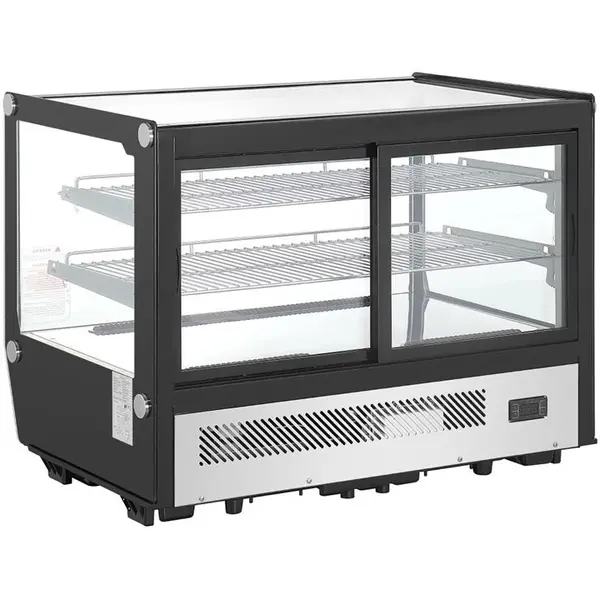 Koelvitrine | G-SERIE | 160L | RVS/Zwart | 0°C/+12°C | Geforceerd | 3 Niveaus | 880x568x686(h)mm