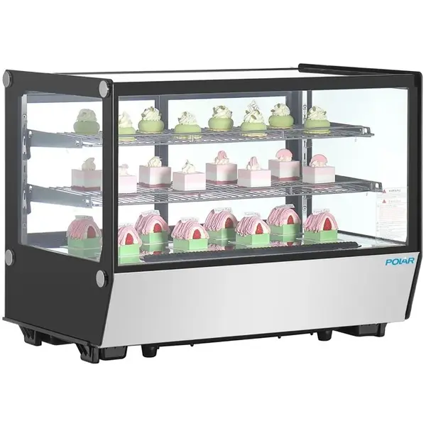 Koelvitrine | G-SERIE | 160L | RVS/Zwart | 0°C/+12°C | Geforceerd | 3 Niveaus | 880x568x686(h)mm