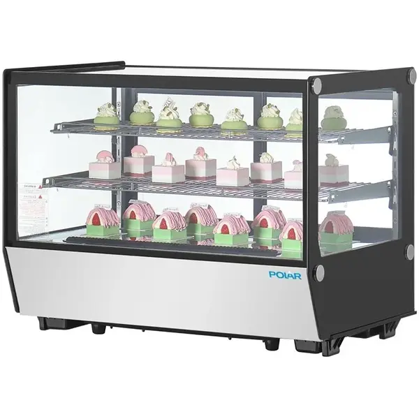 Koelvitrine | G-SERIE | 160L | RVS/Zwart | 0°C/+12°C | Geforceerd | 3 Niveaus | 880x568x686(h)mm