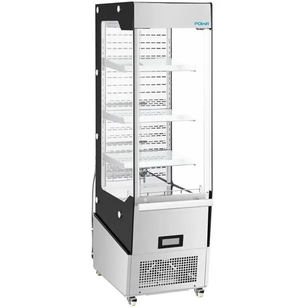 Koelvitrine | G-SERIE | 220L | RVS | +2°C/+10°C | Geforceerd | 4 Niveaus | Zelfbediening | Wielen (Geremd) | 512x838x1791(h)mm