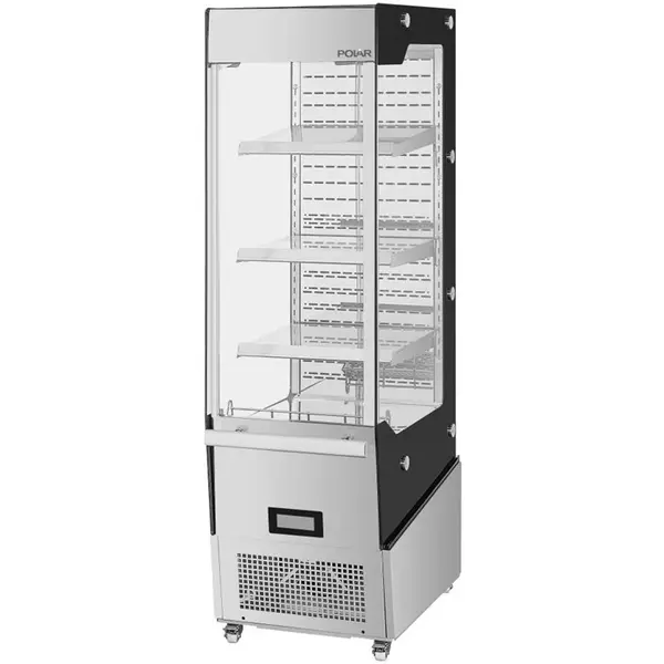 Koelvitrine | G-SERIE | 220L | RVS | +2°C/+10°C | Geforceerd | 4 Niveaus | Zelfbediening | Wielen (Geremd) | 512x838x1791(h)mm