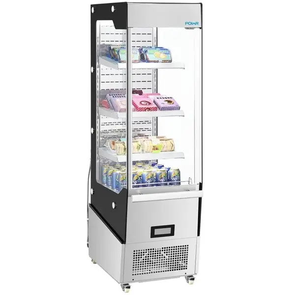 Koelvitrine | G-SERIE | 220L | RVS | +2°C/+10°C | Geforceerd | 4 Niveaus | Zelfbediening | Wielen (Geremd) | 512x838x1791(h)mm