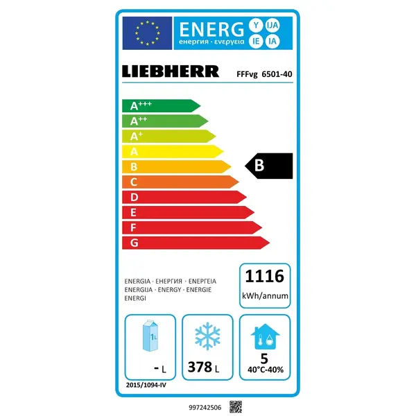 Vrieskast | PERFORMANCE | 544L | Wit | -9°C/-26°C | Geforceerd | App | Temperatuur-/Deuralarm | 747x769x2018(h)mm