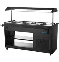 Polar Gekoeld Buffet | G-SERIE | Zwart | 4x 1/1 GN | 0°C/+10°C | Statisch | Liftkap (Verlicht) | Wielen (Geremd) | 1508x740x1356(h)mm