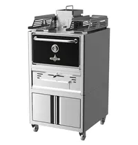 Roaster Grills Houtskooloven | R-SERIES | 250°C/350°C | Maaltijdproductie 95/u | Brandduur 9u (10-12kg Houtskool) | Onderkast | Wielen (Geremd) | 785x777x1685(h)mm