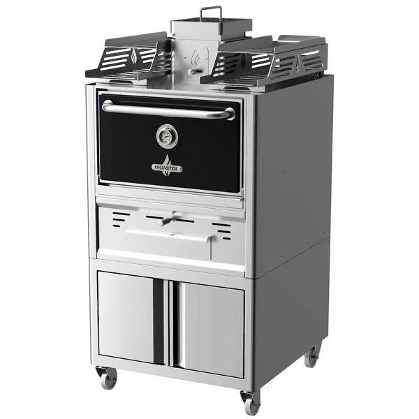 Houtskooloven | R-SERIES | 250°C/350°C | Maaltijdproductie 95/u | Brandduur 9u (10-12kg Houtskool) | Onderkast | Wielen (Geremd) | 785x777x1685(h)mm