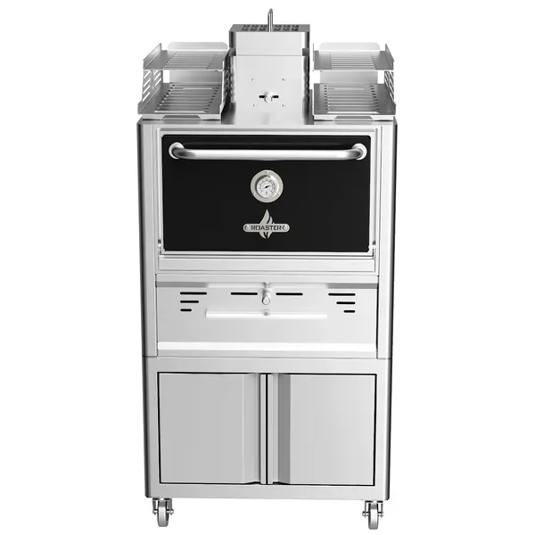 Houtskooloven | R-SERIES | 250°C/350°C | Maaltijdproductie 95/u | Brandduur 9u (10-12kg Houtskool) | Onderkast | Wielen (Geremd) | 785x777x1685(h)mm