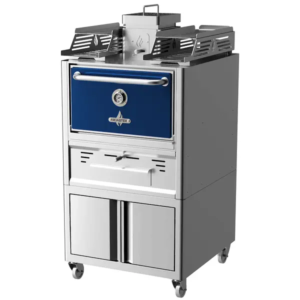 Houtskooloven | R-SERIES | 250°C/350°C | Maaltijdproductie 95/u | Brandduur 9u (10-12kg Houtskool) | Onderkast | Wielen (Geremd) | 785x777x1685(h)mm